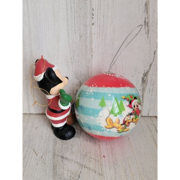 Disney Mickey Mouse Santa goofy minnie Donald ball ornament Xmas set - Picture 5 of 8